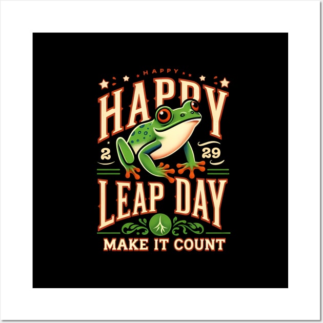 Happy Leap Day - Vibrant Frog Celebration Wall Art by ANSAN